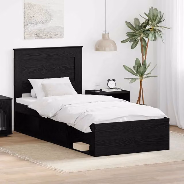 Struttura letto moderno vidaXL in legno nero L/P: 100 x 200 cm