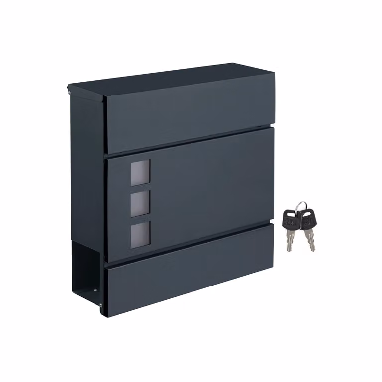 Cassetta Postale Moderna con Porta Giornali e Coperchio, Grigio Antracite