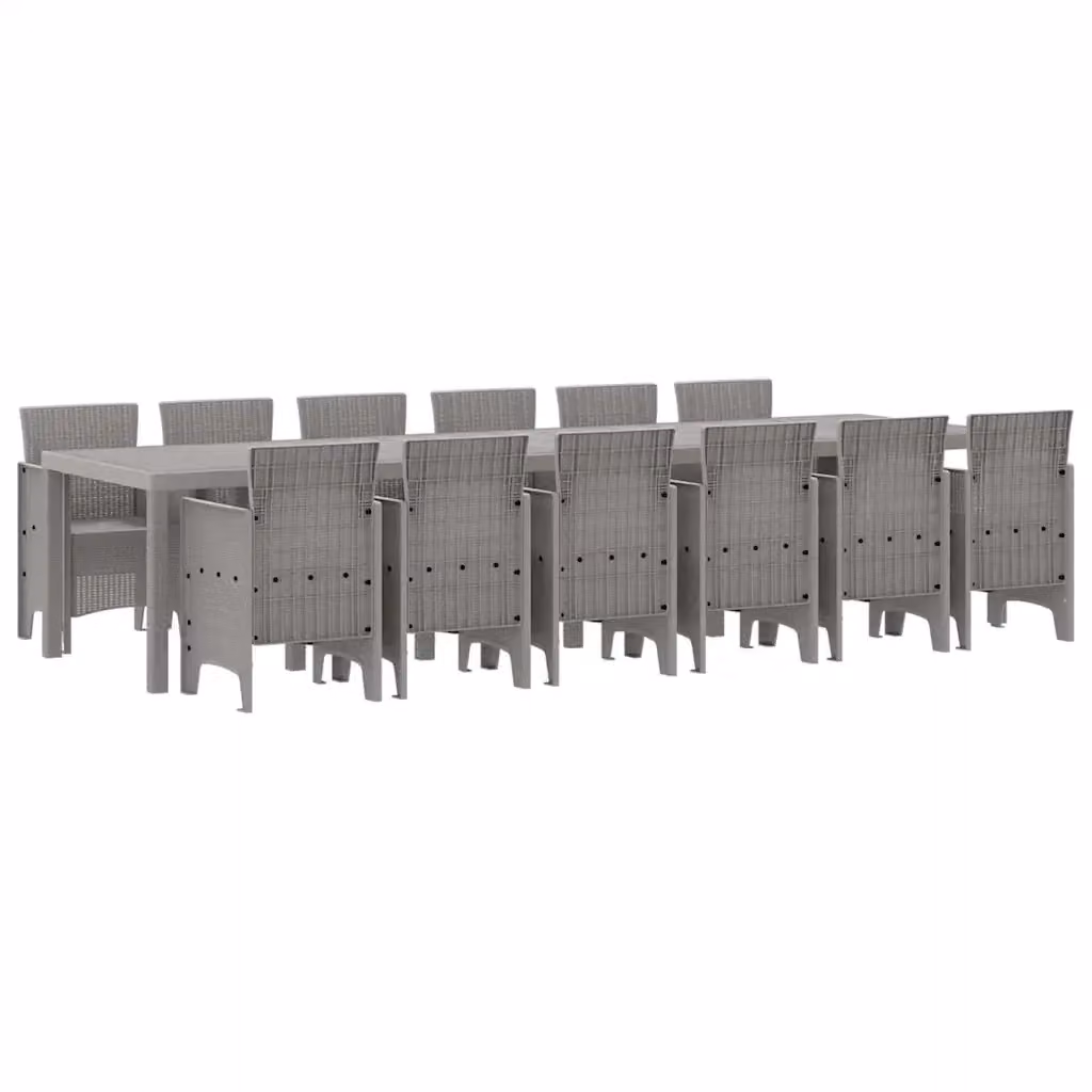 Set da pranzo da giardino moderno vidaXL in polyrattan grigio chiaro, 13 pezzi – 2