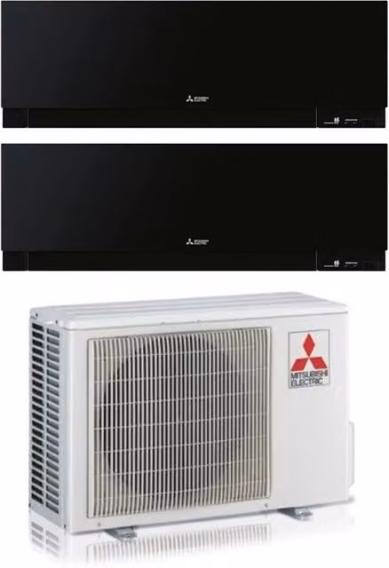 Condizionatore Dual Split Mitsubishi Electric Kirigamine Zen Black 12+12 con MXZ-2F53VF R-32 Wi-Fi Integrato Nero Classe A+++ – 1
