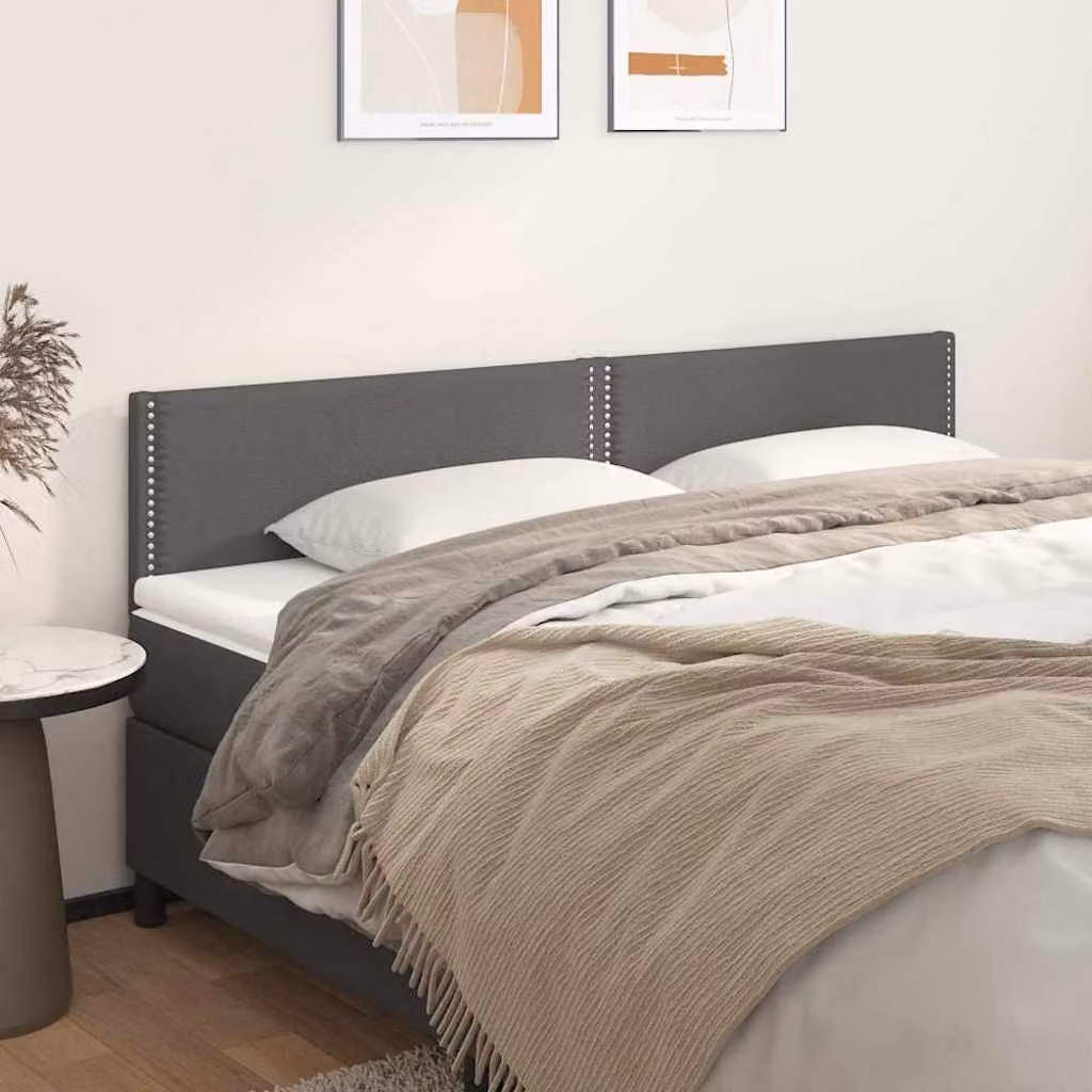 Testiera per letto vidaXL in similpelle grigia con pannello imbottito, L: 200 cm, P: 5 cm, H: 78-88 cm