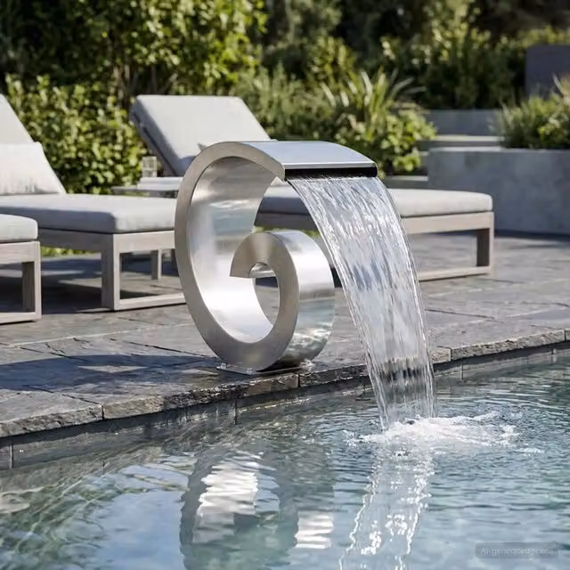 Cascata da Piscina con Luce LED Acciaio Inox 304 42040590