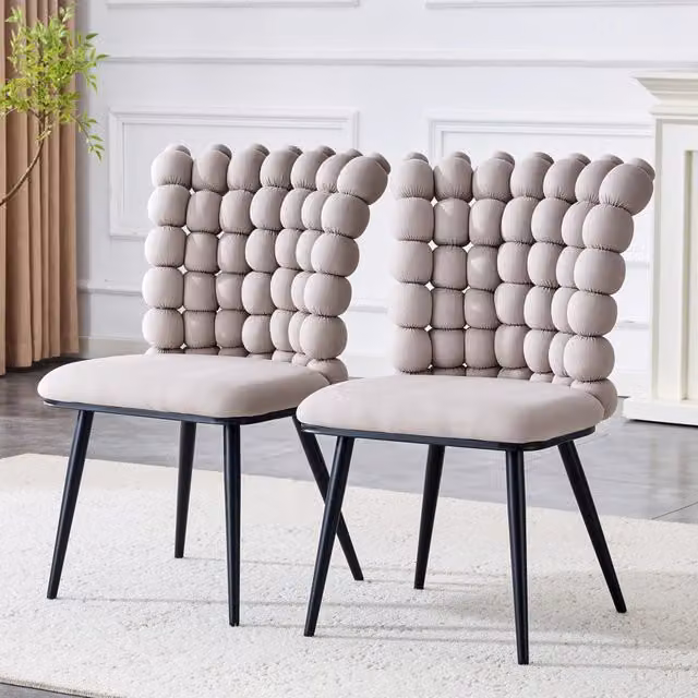 Set di 2 sedie da pranzo Zephmum in velluto grigio con gambe in metallo nero stile moderno
