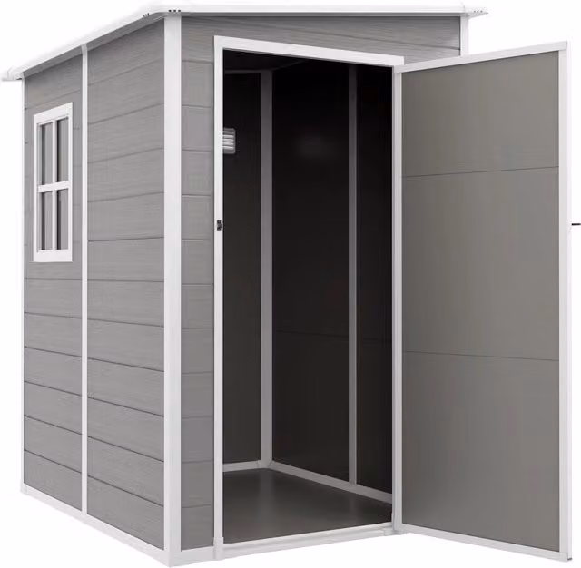 Casetta da Giardino GIORDANOSHOP in Alluminio e PP Grigio con Finestra e Doppia Porta L 122 cm x P 149 cm x H 192 cm