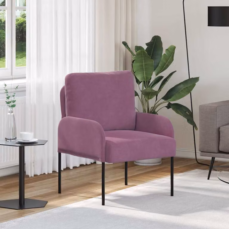 Divano moderno vidaXL con cuscino viola e struttura in legno compensato, L: 80 cm, P: 56 cm, H: 60 cm