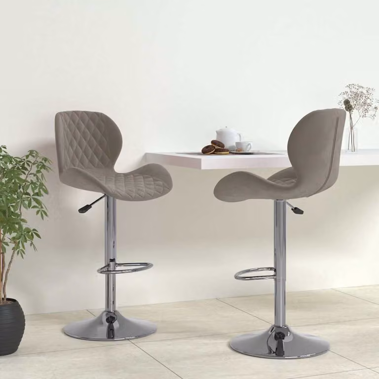Set di 2 sgabelli da bar vidaXL in velluto grigio con base girevole a 360 gradi