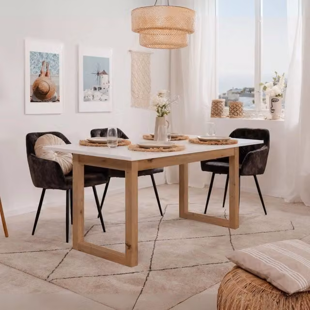 Tavolo allungabile New Denver50 160X90X75H colore bianco e rovere