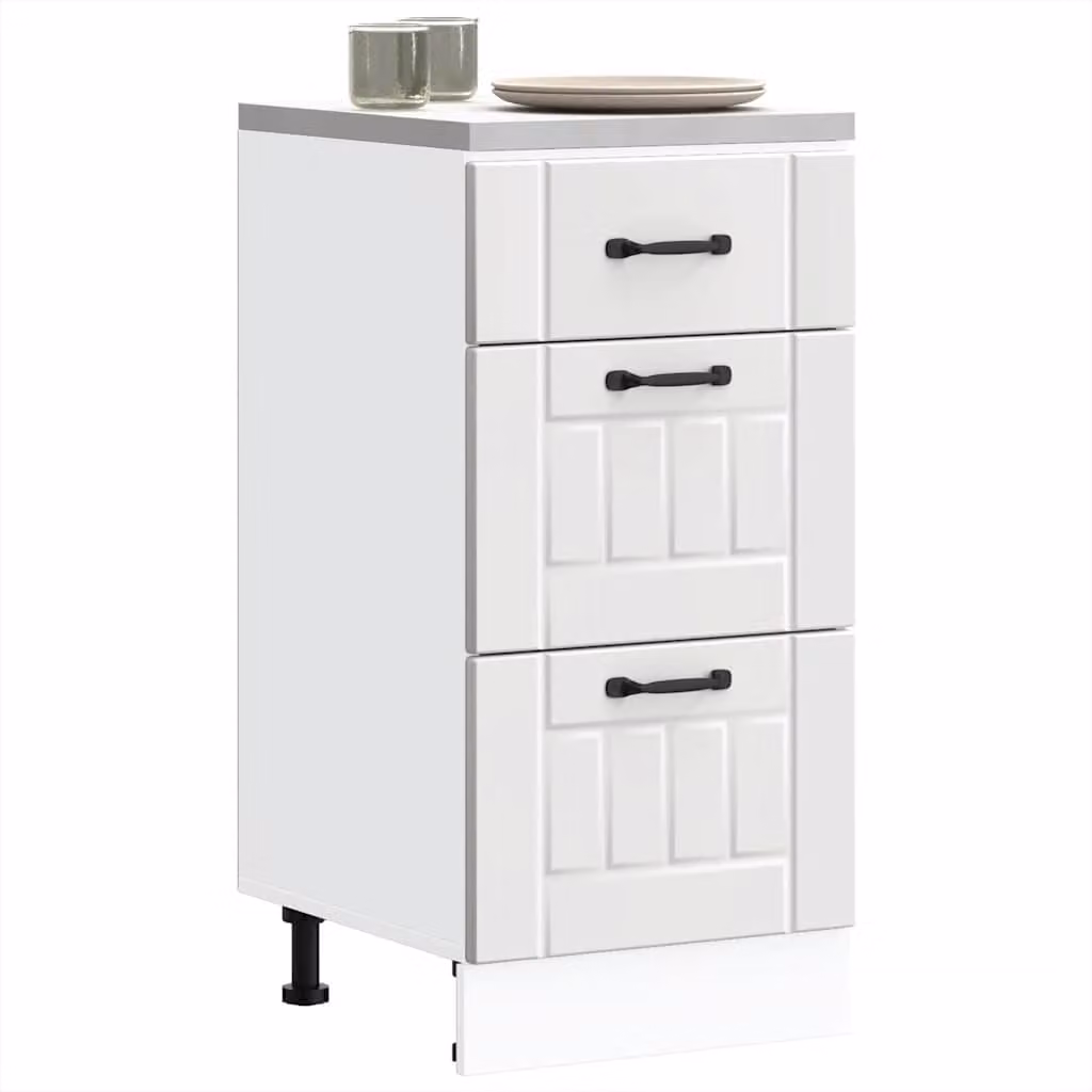Base da cucina moderna vidaXL Lucca bianca in legno e MDF con ante e cassetti L/P/H: 46 x 81,5 x 40 cm