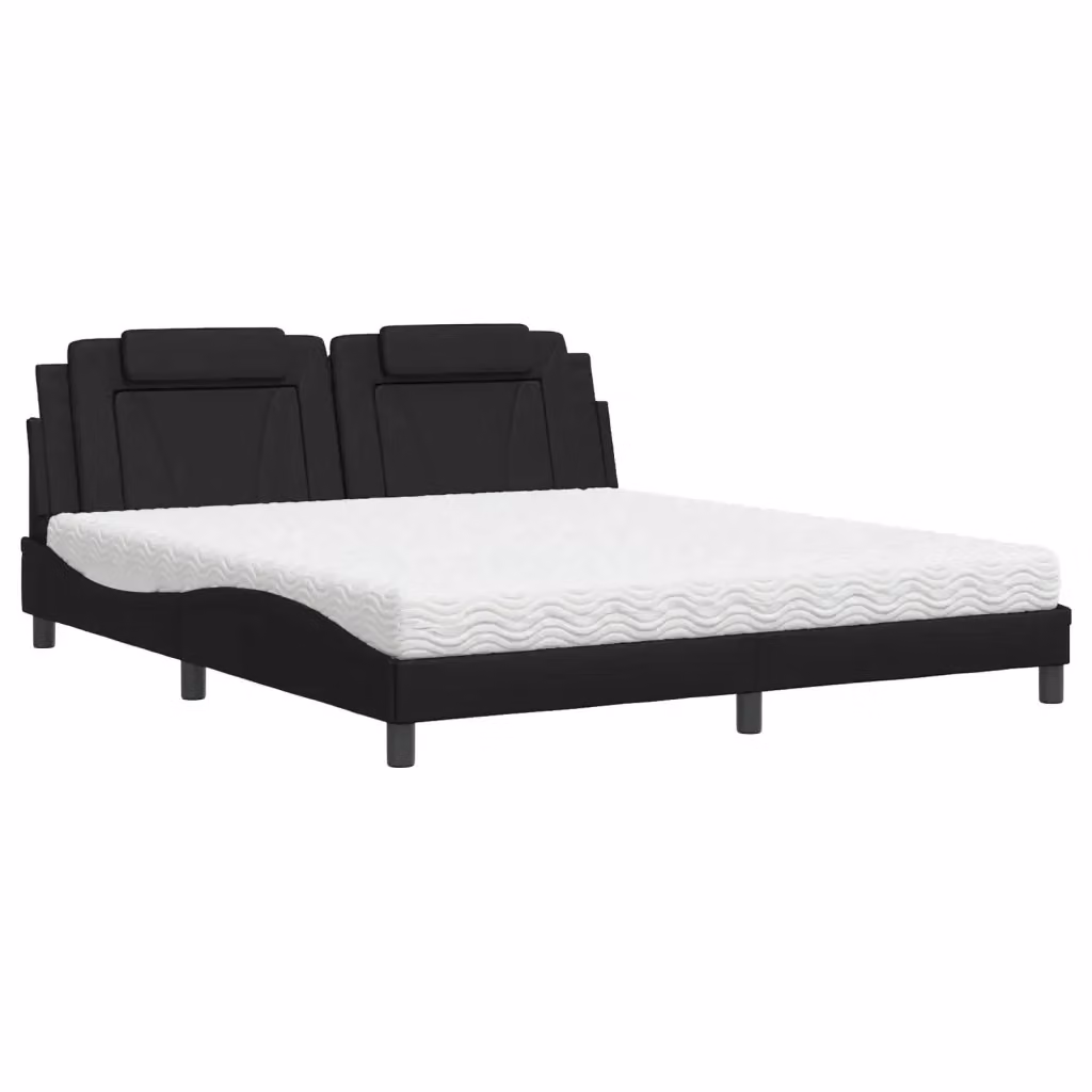 Letto Viana vidaXL con Materasso in Similpelle Nero, L/P/H: 180 x 200 x 74,5 cm – 2