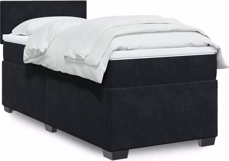 Maison Exclusive - Letto a Molle con Materasso Nero Singolo in Velluto