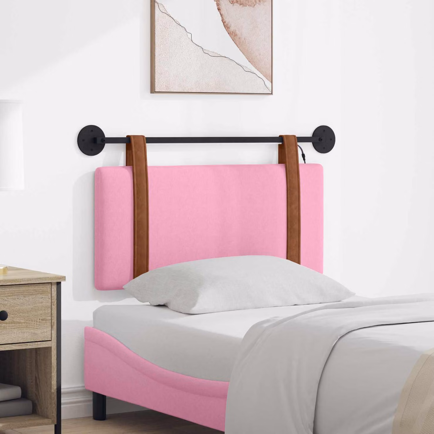 Testiera sospesa vidaXL con luce LED in similpelle rosa antico