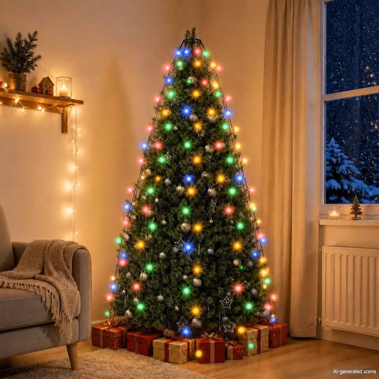 vidaXL Rete di Luci per Albero di Natale con 180 LED Multicolore RGB, 180 cm