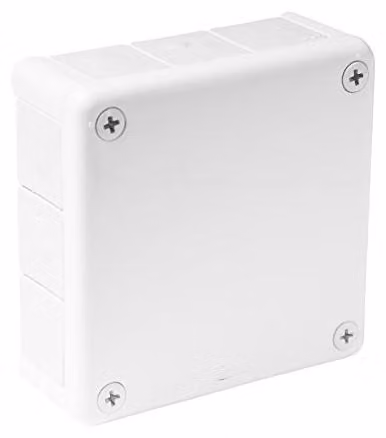 Scatola di derivazione da montare a parete, adatta per ambienti umidi, modello 051-01, dimensioni 118x118x46 mm, con connessioni a vite in gomma