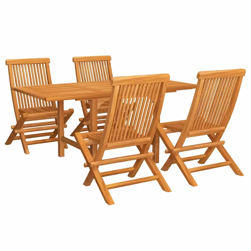 Set da pranzo da giardino vidaXL in legno di teak marrone, 5 pezzi – 2