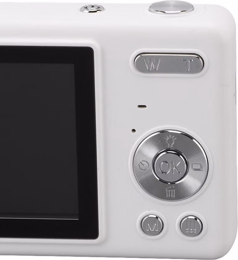 12 MP 1080p Digital Camera 2.4in TFT Screen 16x Zoom Auto Focus Pouch per studenti Vlog Bianco