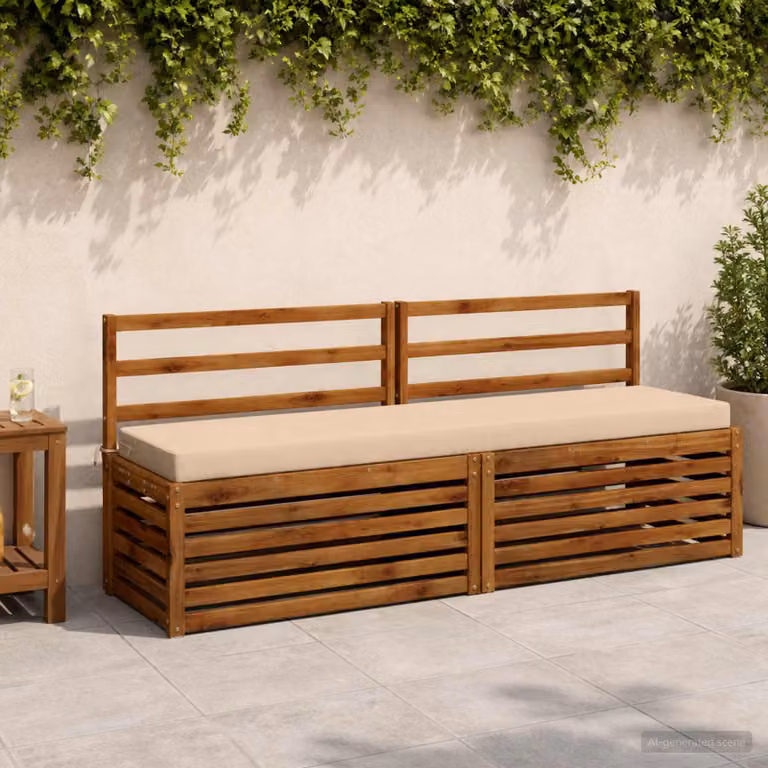 Set di 2 cuscini per panchina vidaXL in poliestere beige con fodera rimovibile e resistente ai raggi UV