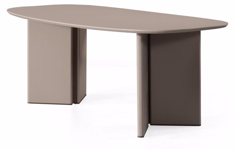 Tavolo da pranzo ovale, stile moderno, color beige, elegante, dalle linee semplici