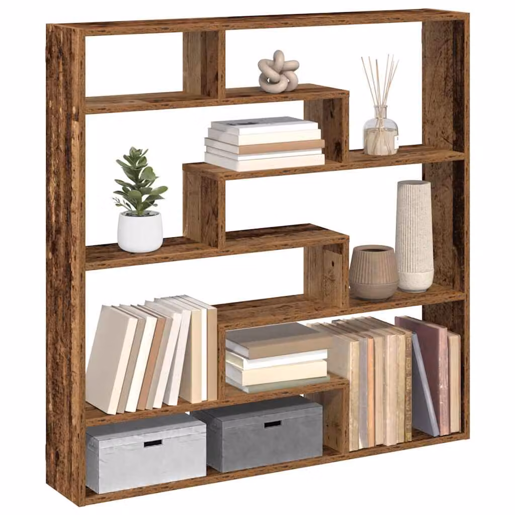 vidaXL Mensola a Cubo da Parete con 7 Scomparti in MDF Colore Marrone Antico Rustico