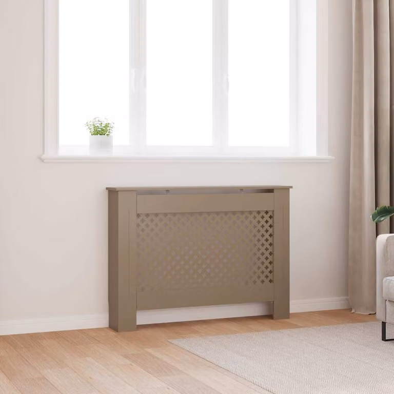 Copertura per radiatore vidaXL in MDF con design geometrico moderno, L 112 cm x P 19 cm x H 81,5 cm