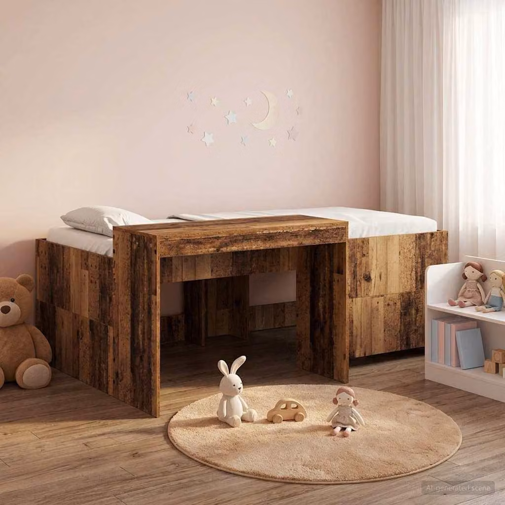 Maison Exclusive - Letto a soppalco con scrivania per bambini, realizzato in legno massello e pannelli di legno