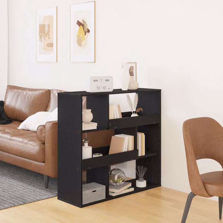 Scaffale per libri vidaXL a 4 livelli in MDF, colore Rovere Nero, L 100 x P 33 x H 94,5 cm