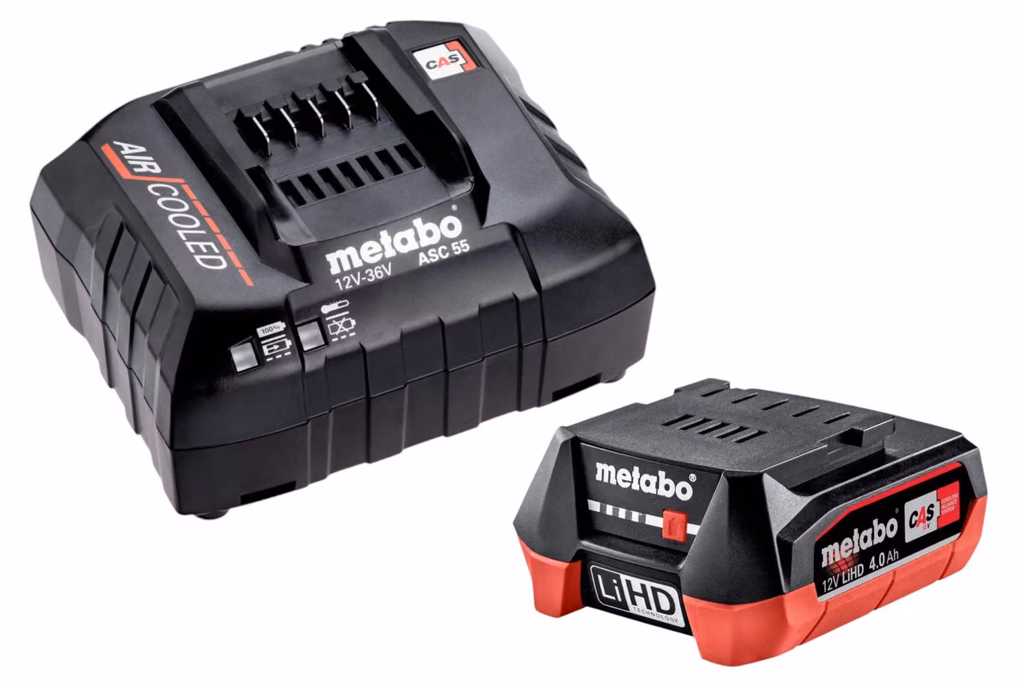 Set base Metabo 1x batteria LiHD 12 V 4,0 Ah ( 625349000 ) + caricatore ASC 55 ( 627044000 )