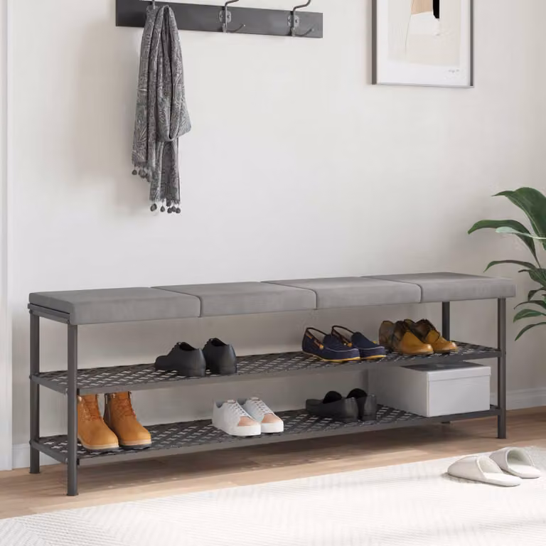 Set di 4 cuscini per panchina vidaXL in velluto grigio con imbottitura in schiuma e base antiscivolo, L/P/H: 40 x 40 x 3,5 cm