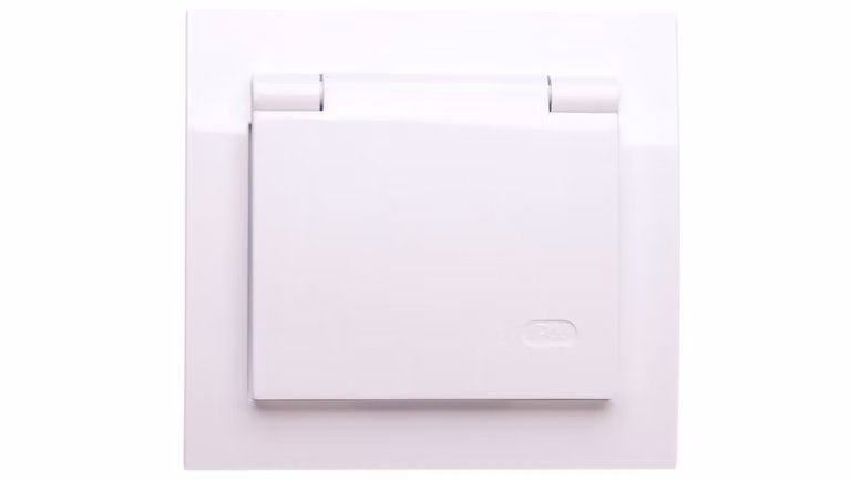 Presa KIER resistente agli spruzzi c/u IP44 sportello trasparente bianco GPH-1WZ/00/w