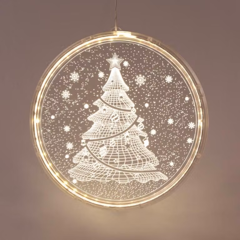 ACA Lighting Albero di Natale 3D in acrilico, 24 WW LED IP20 21X21.6CM, cavo di alimentazione USB X08241259