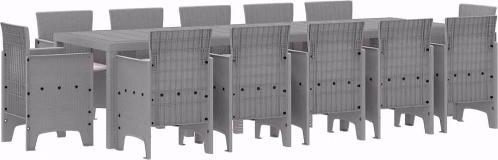 Set da Pranzo per Giardino 13 pcs Grigio chiaro Poly Rattan