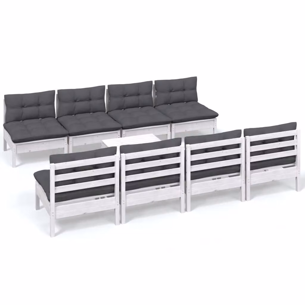 Set Salotto Giardino con Cuscini 9 pz in Legno Massello di Pino