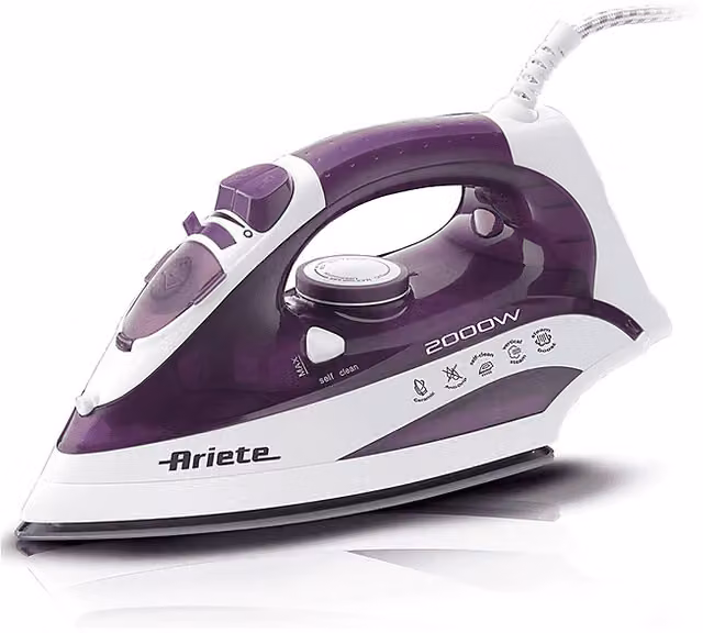 Ferro a vapore Ariete con piastra in ceramica, 2000 W, Viola e Bianco