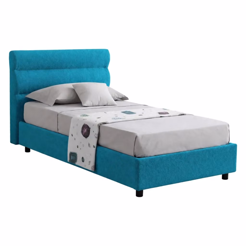 Letto Singolo Adalpina con Materasso Incluso, Base a Salire, Azzurro e Nero, L 80 x P 200 cm – 2