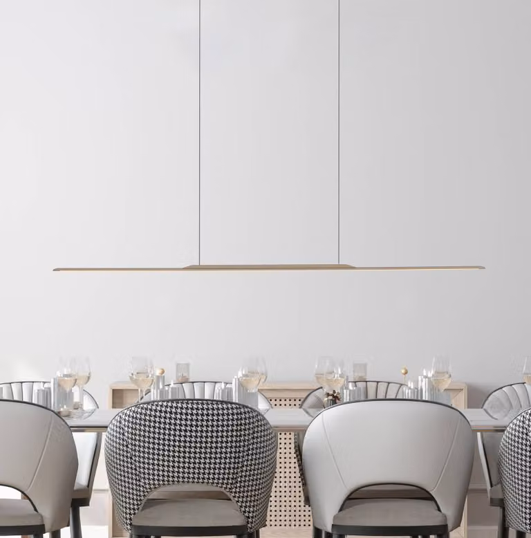 PURE Lampada LED a sospensione Surface, bronzo, 125 cm, alluminio, 3.000 K dimmerabile, Bronzo / Ottone antico, Soggiorno / Sala da pranzo, Alluminio, Moderno