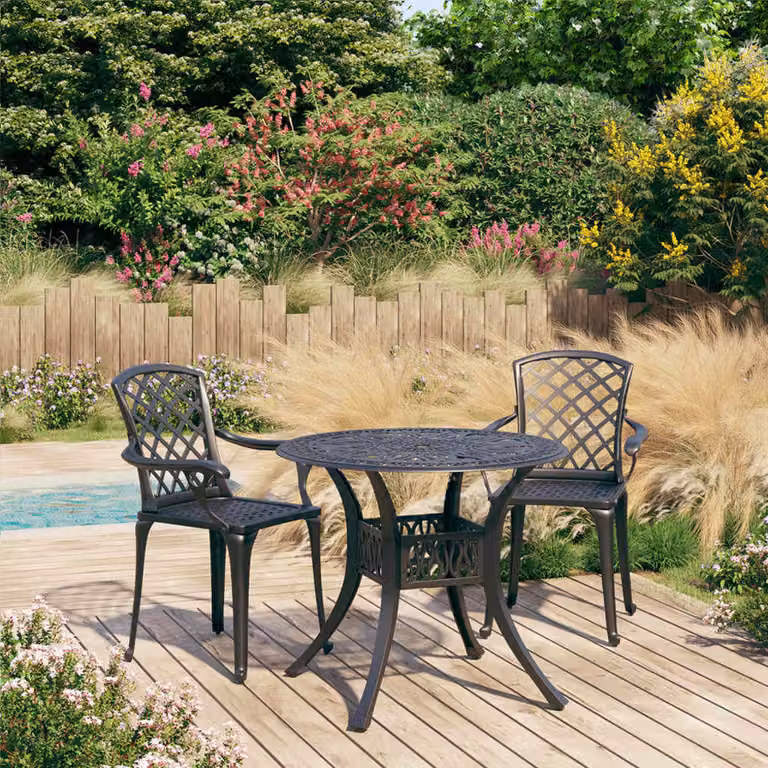 Maison Exclusive - Set da bistrot da 3 pezzi in fusione di alluminio nero