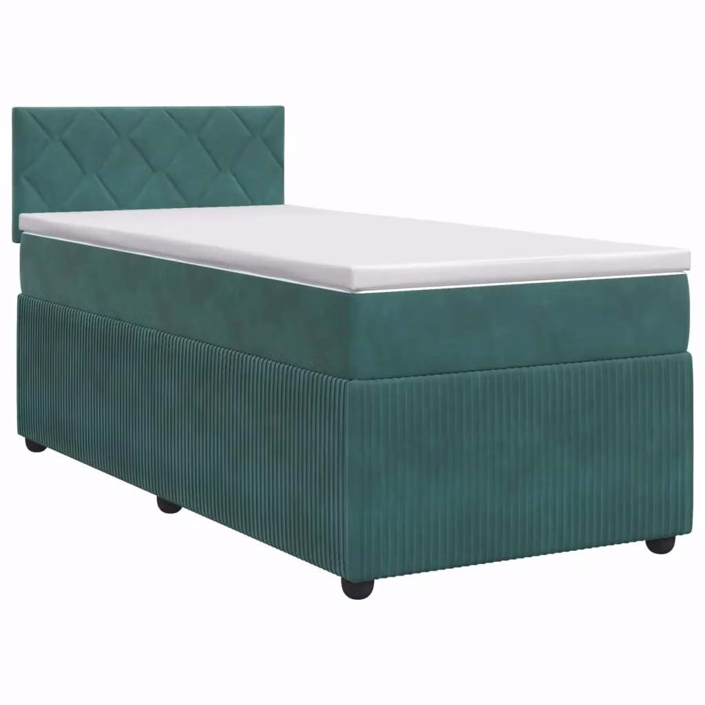 Letto box spring con materasso ibrido vidaXL in velluto verde scuro, L/P/H: 80 x 200 cm – 2