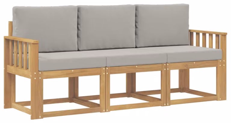Set di divani da esterno, 3 pezzi, bianco e grigio chiaro