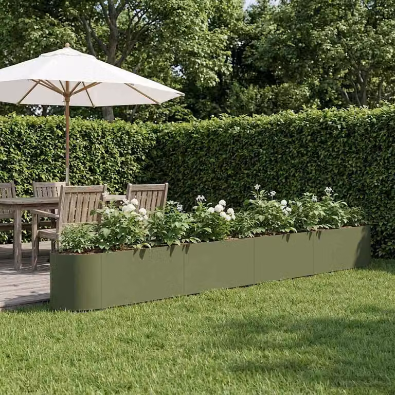 Letto rialzato da giardino vidaXL in acciaio Verde Oliva L: 380 cm, P: 40 cm, H: 40 cm