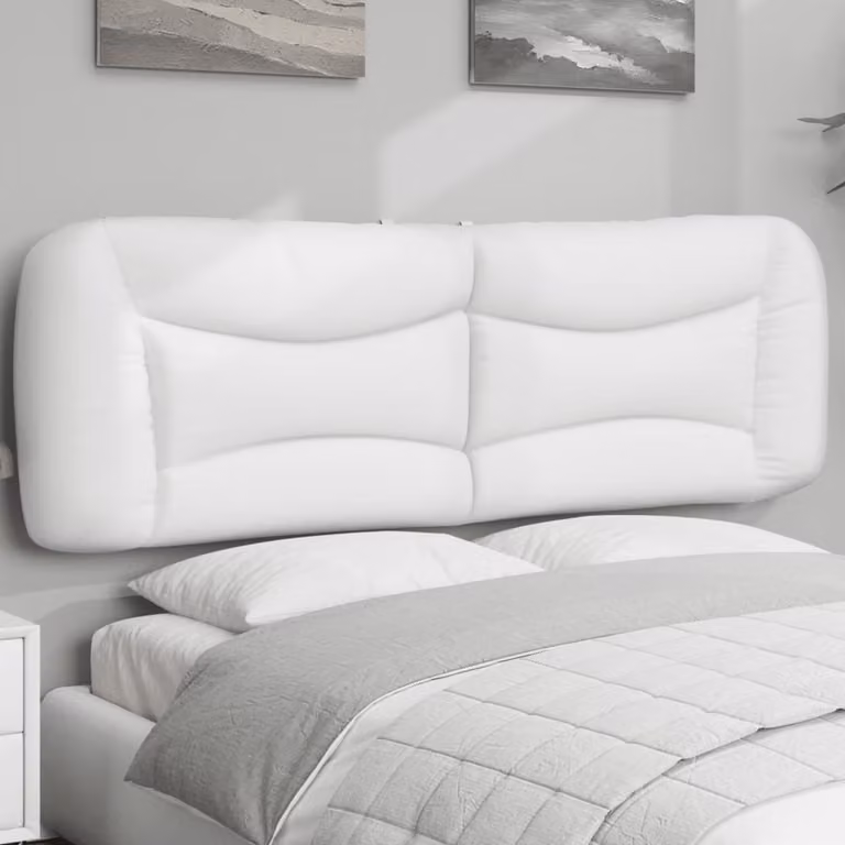 Testiera per letto imbottita vidaXL Hvar in similpelle bianca con design a righe, L: 162 cm