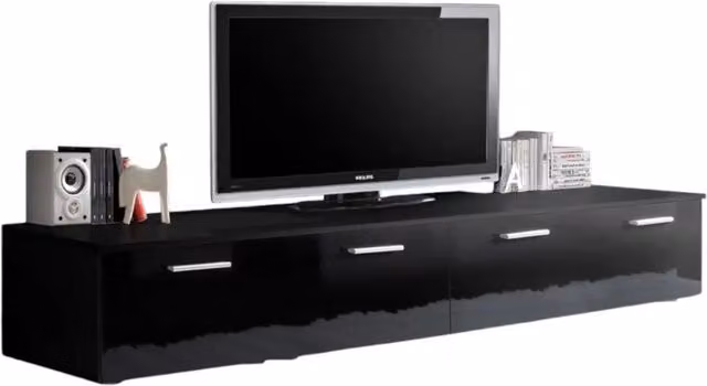 Mobile TV 200cm Collezione COMET. Colore nero. 2 ante a ribalta.