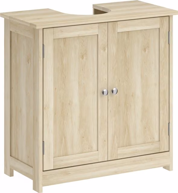 Mobile Sottolavabo kleankin con 2 Ante e Ripiano Regolabile, Rovere, L: 60 cm, P: 30 cm, H: 60 cm