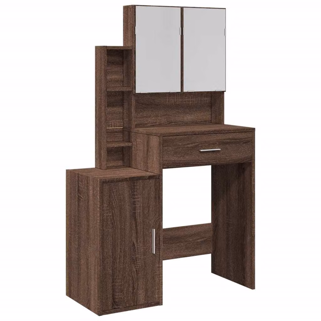 Toeletta con Armadietto Rovere Marrone 80x35x132 cm