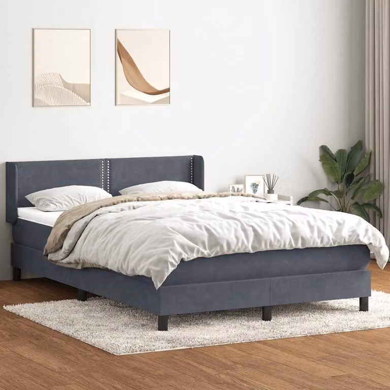 Maison Exclusive - Letto box spring con materasso grigio scuro 160x210 cm velluto