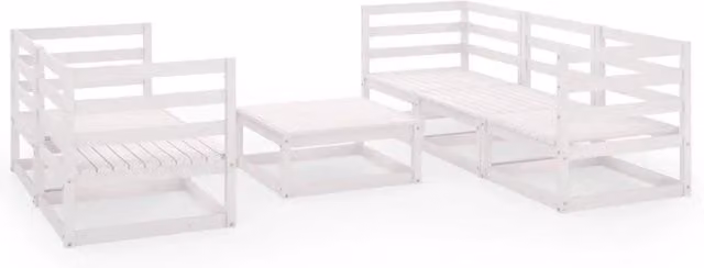 Set Divani da Giardino 6 pz | Set Salotto da Giardino Bianco in Legno Massello di Pino