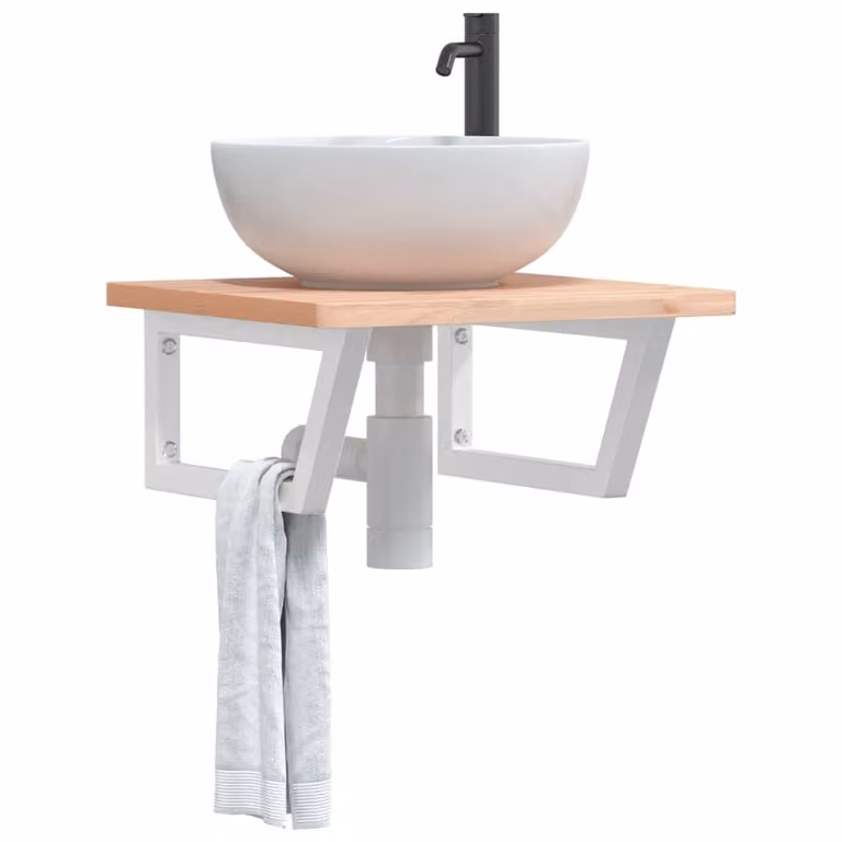 Set di 2 mensole per lavabo vidaXL bianche in acciaio inossidabile da appendere al muro L 45 x P 20 x H 45 cm