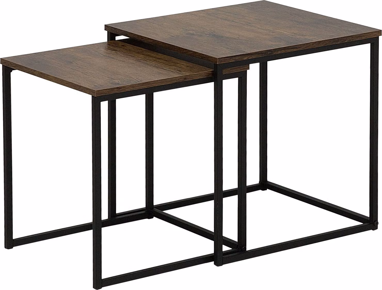 BELIANI Set di 2 tavolini da caffè in legno scuro struttura in metallo nero stile industriale soggiorno