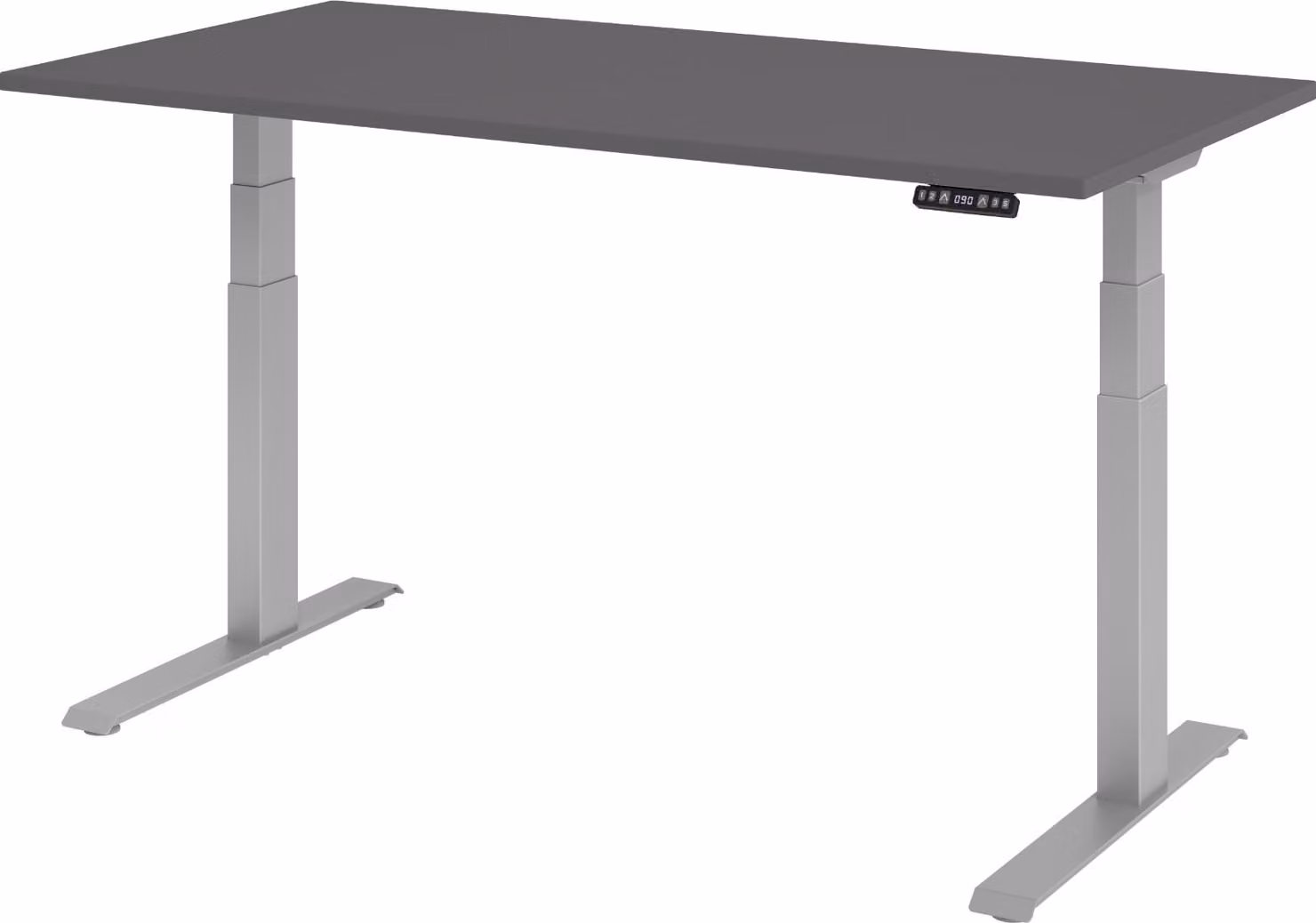 Scrivania regolabile in altezza XDKB | 2 motori | 120 - 180 cm | elettrica, dimensioni piano:160 x 80 cm, colore piano:grafite, colore struttura:argento