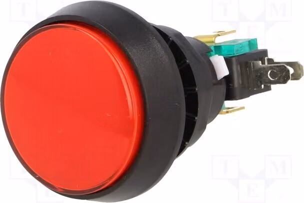 1 interruttore a pulsante, posizione: 2 ON-(ON), diametro: 24,5 mm, interruttore a stella, 10A/250VAC, colore rosso