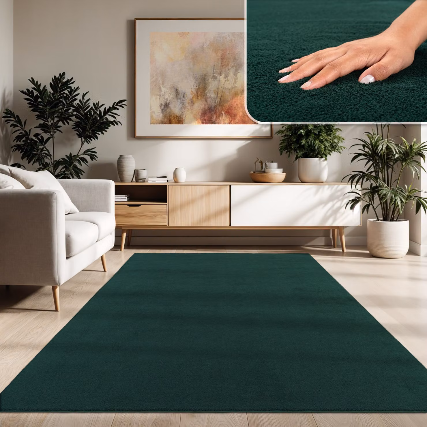 Tappeto Calia Italia verde moderno, lavabile e antiscivolo, L/P: 200 x 200 cm – 2