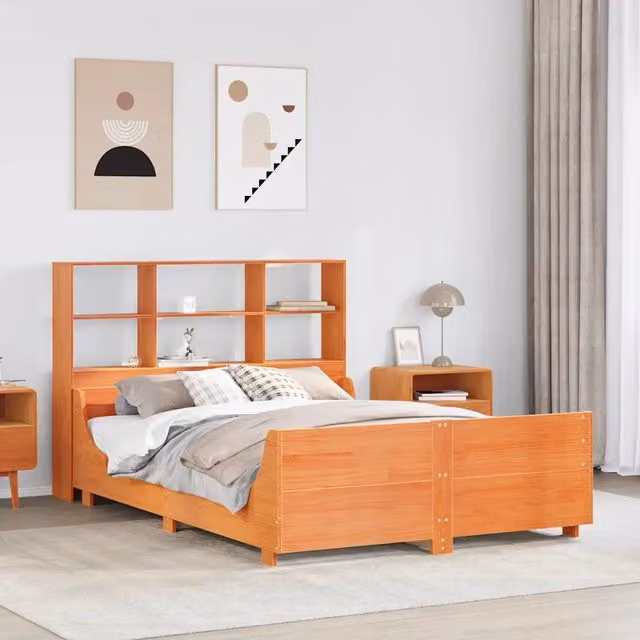 Letto Libreria senza Materasso Marrone Cera 140x200 cm Legno 3323808
